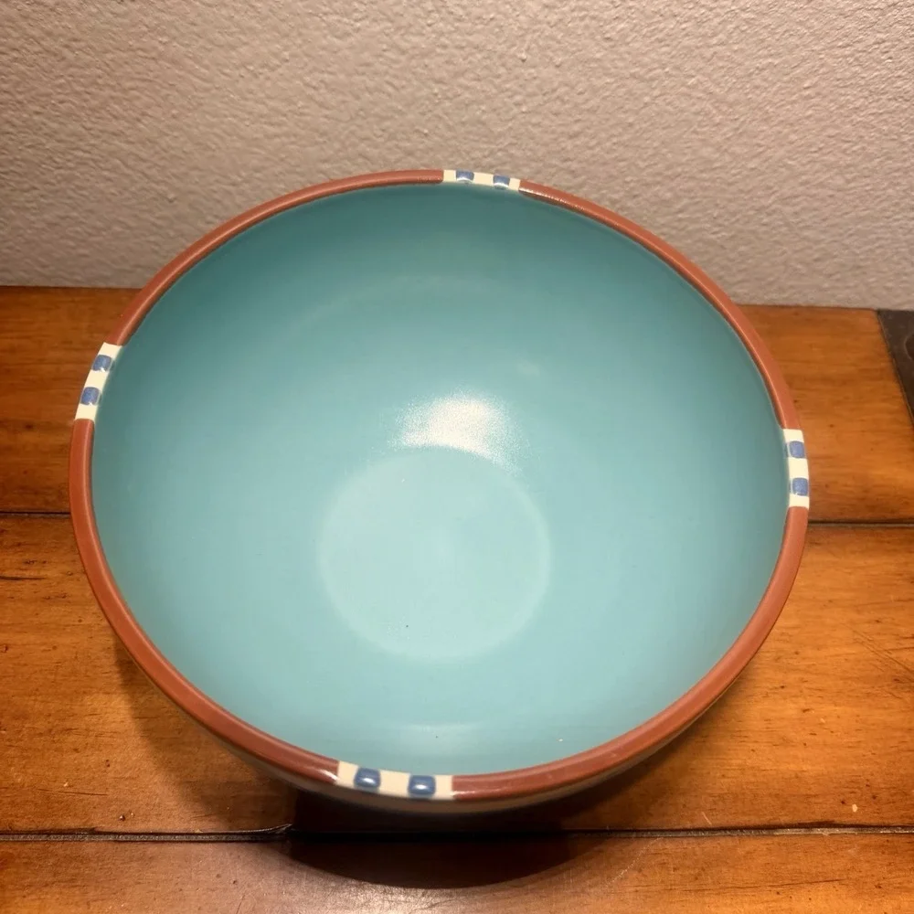 Dansk Mesa Turquoise Southwest Inspired Stoneware Serving Bowl 8‎ Inch, Salad